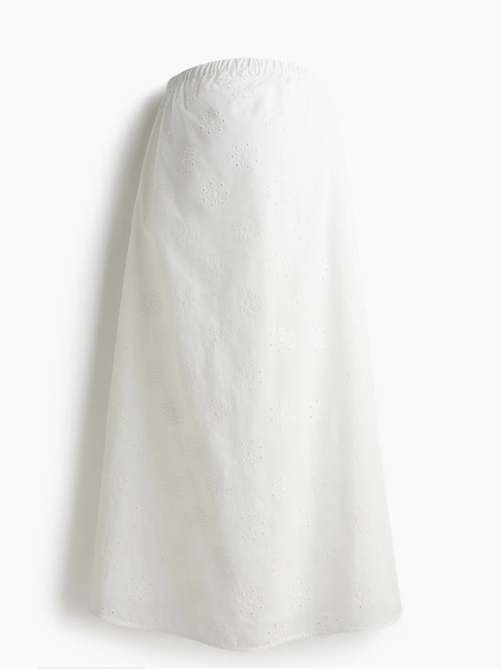 H&M MAMA Matenity Eyelet Cotton White Embroidered Maxi Skirt- size M